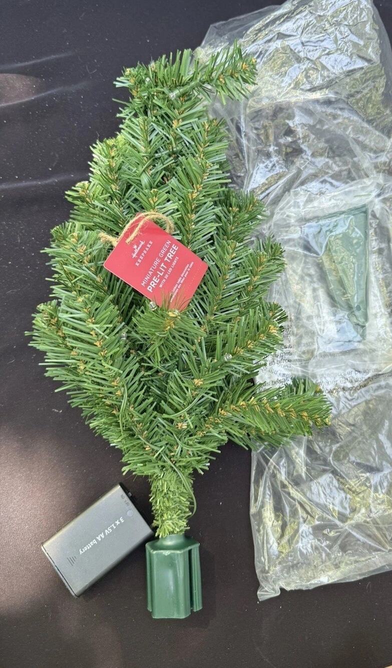 Hallmark Miniature Green Pre-Lit Christmas Tree 17” Brand New!